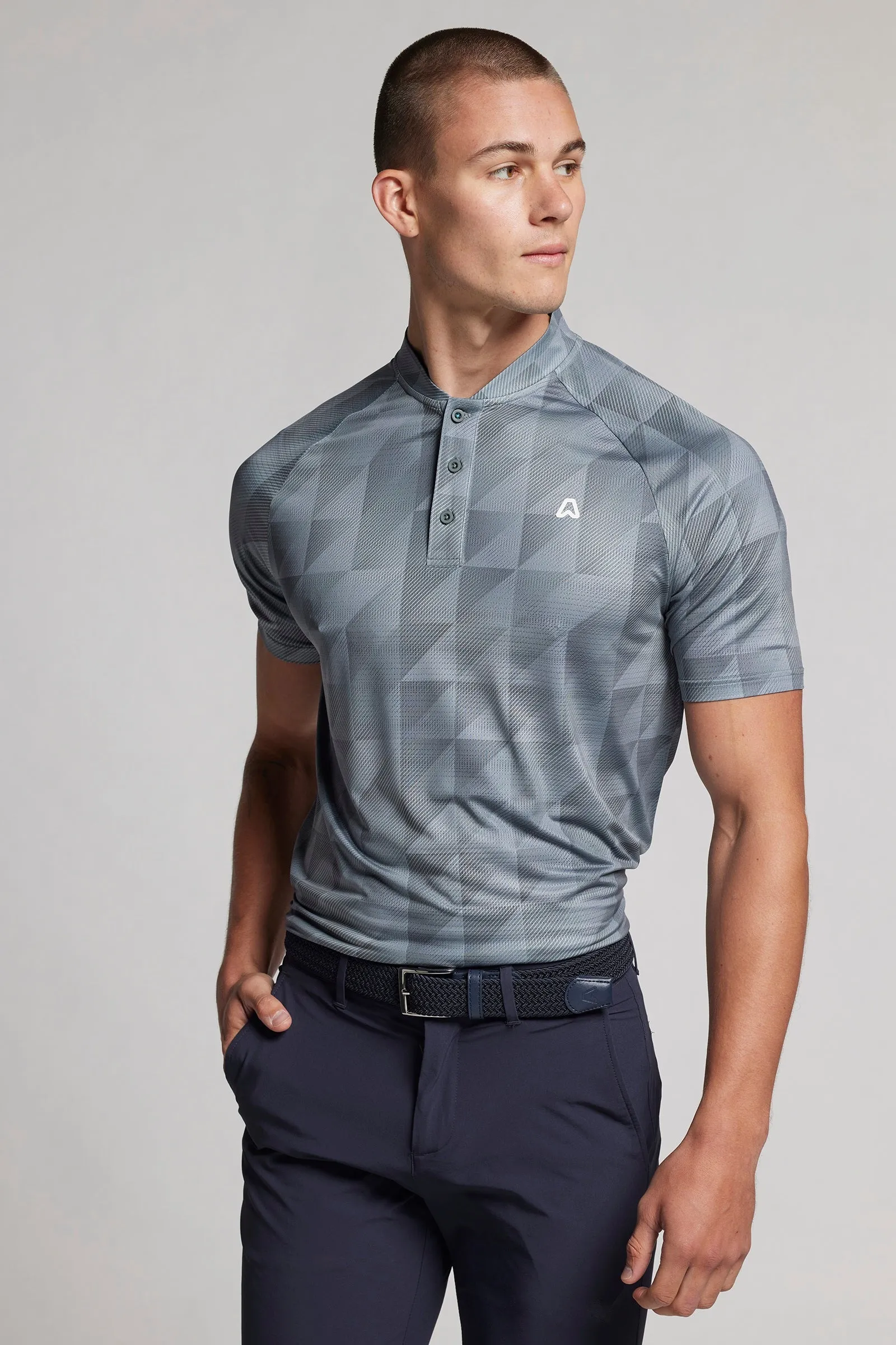 Geo Print Polo - Driver Grey