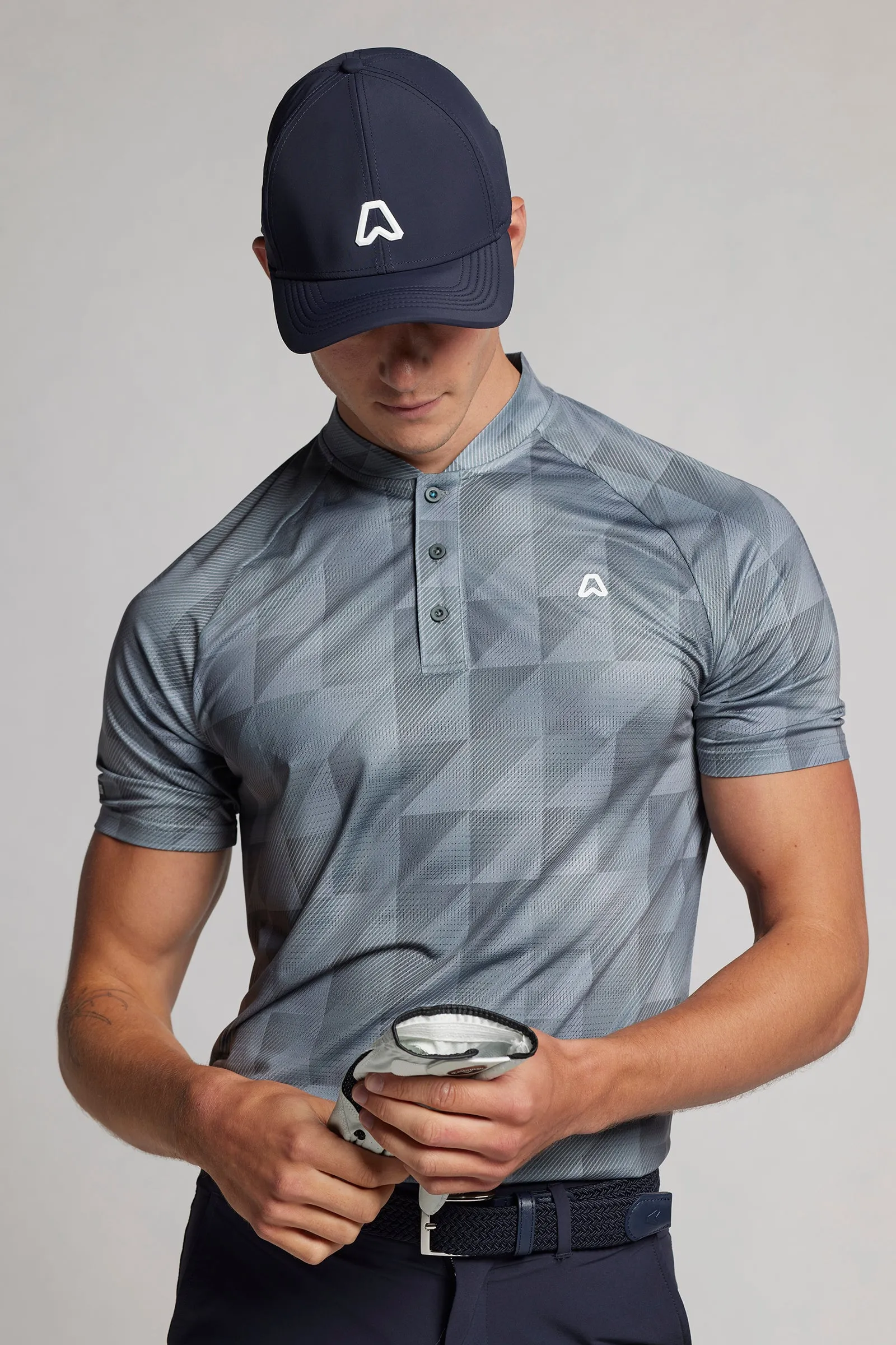 Geo Print Polo - Driver Grey