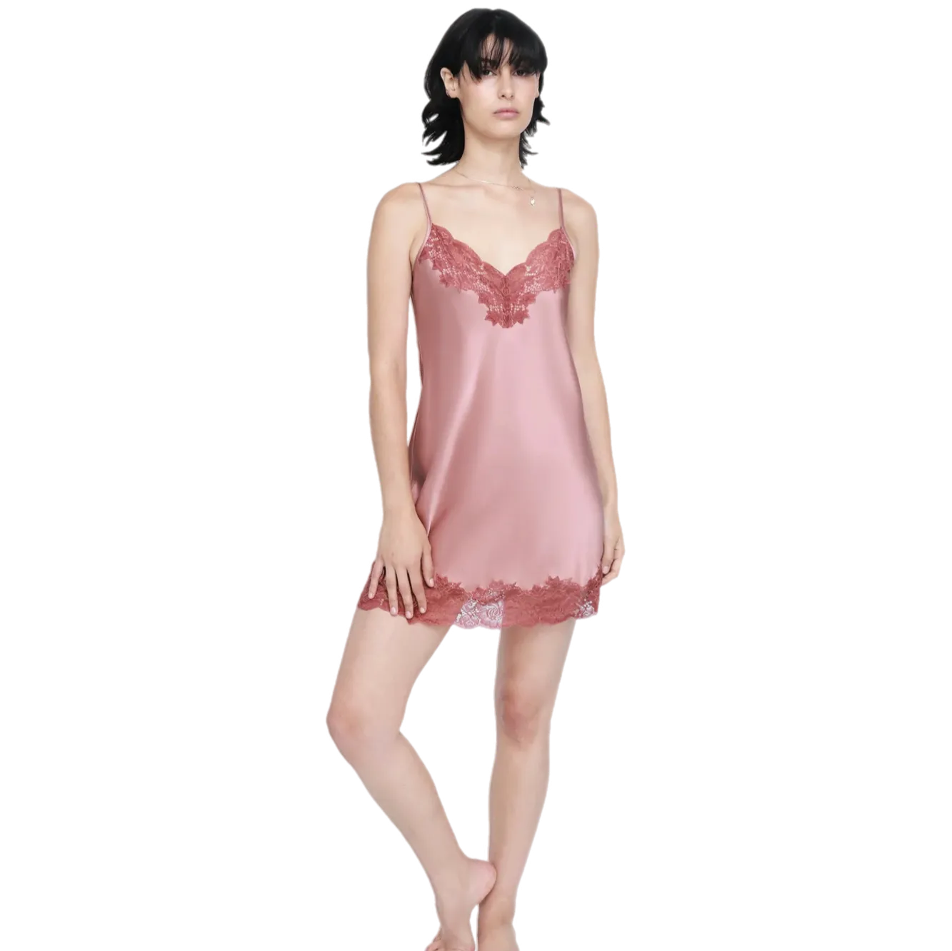 Ginia Silk Lace Chemise Mauve