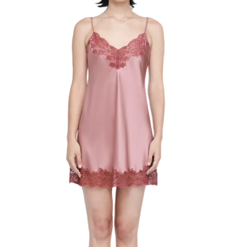 Ginia Silk Lace Chemise Mauve