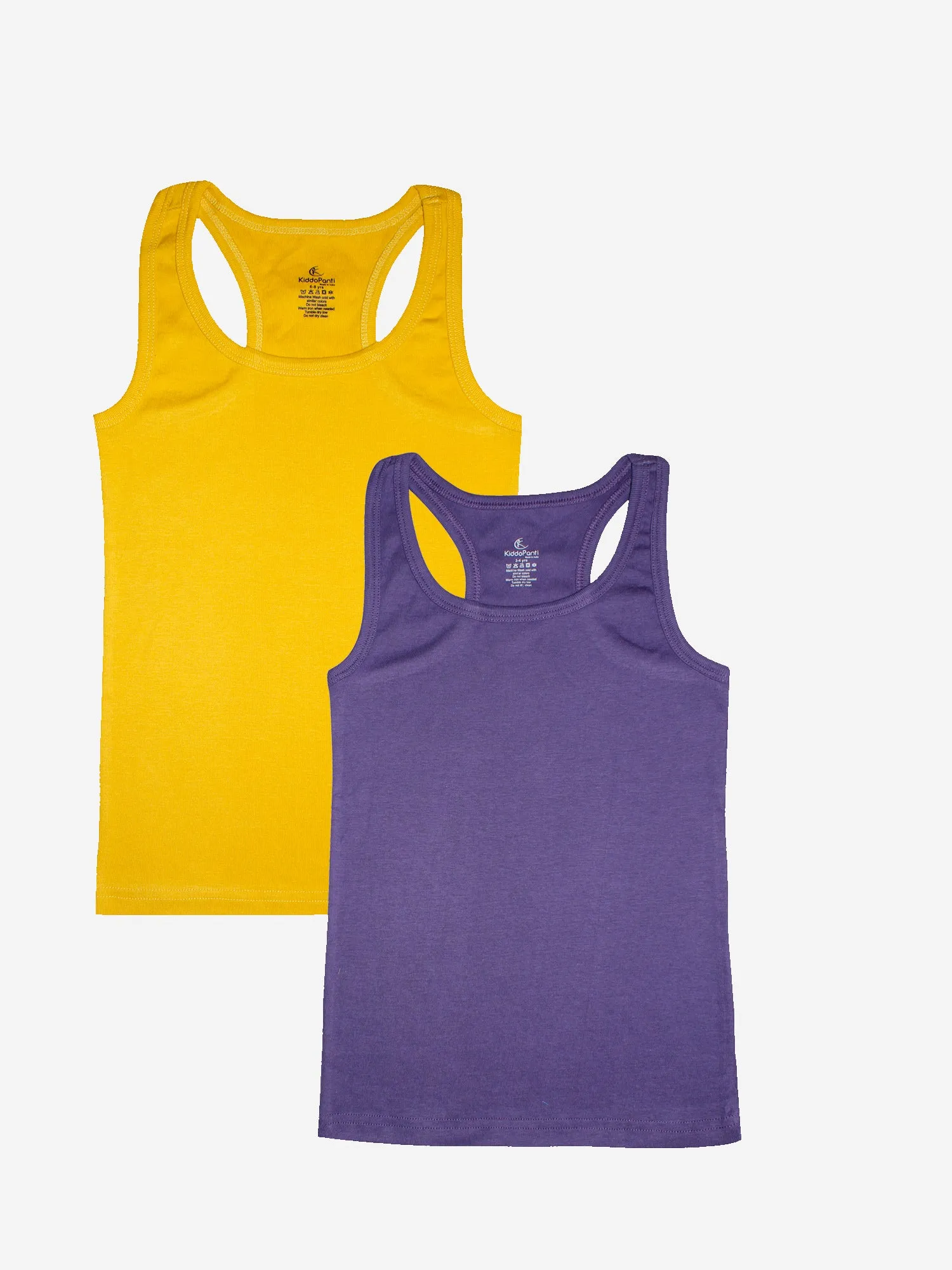 Girls Cotton Rib Racer Back Tank Top-Pack of 2