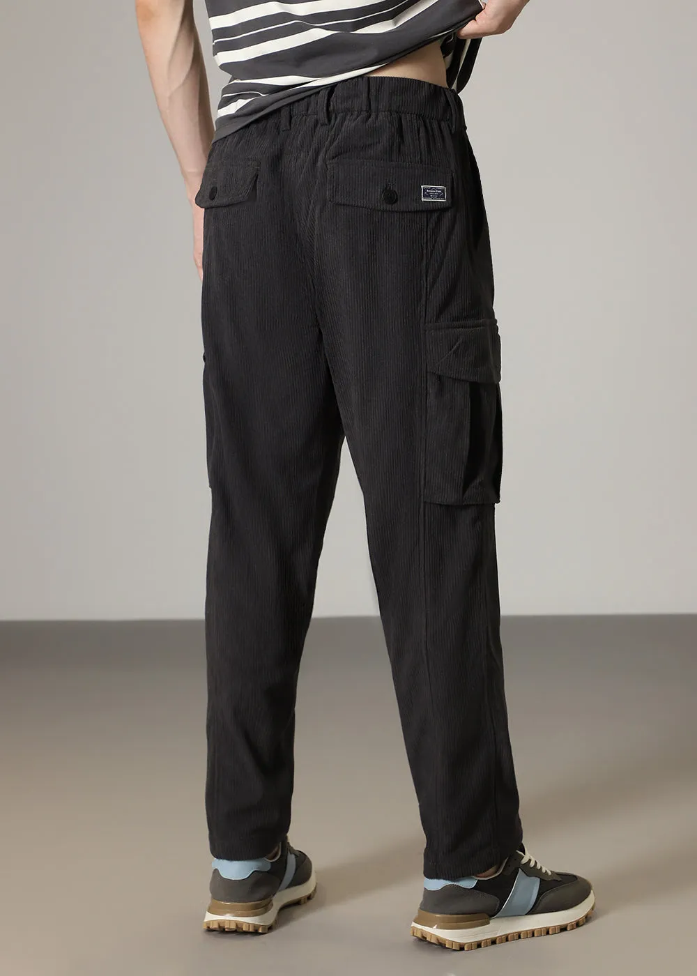 Grey Pocket Cargo Corduroy Pant