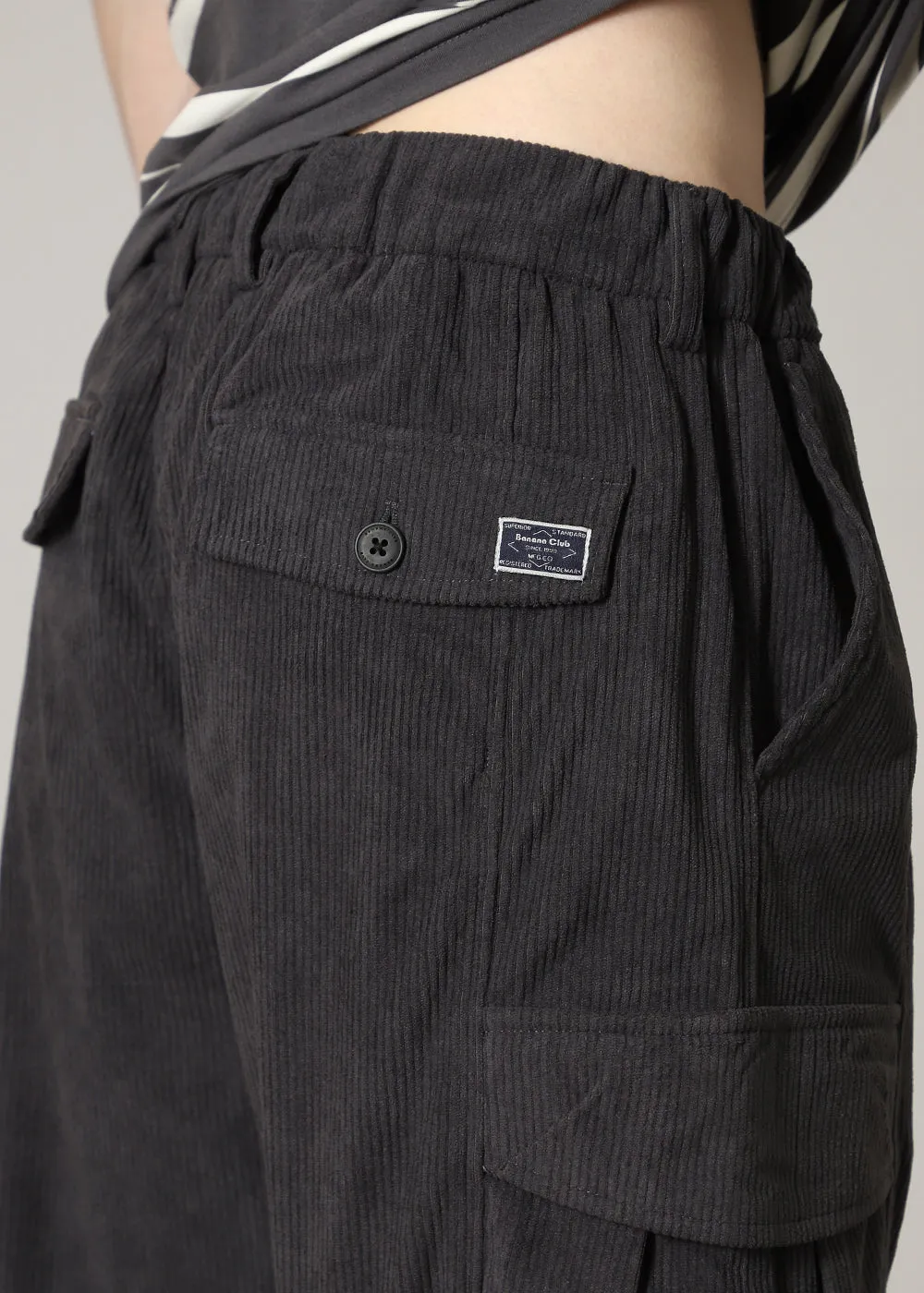 Grey Pocket Cargo Corduroy Pant