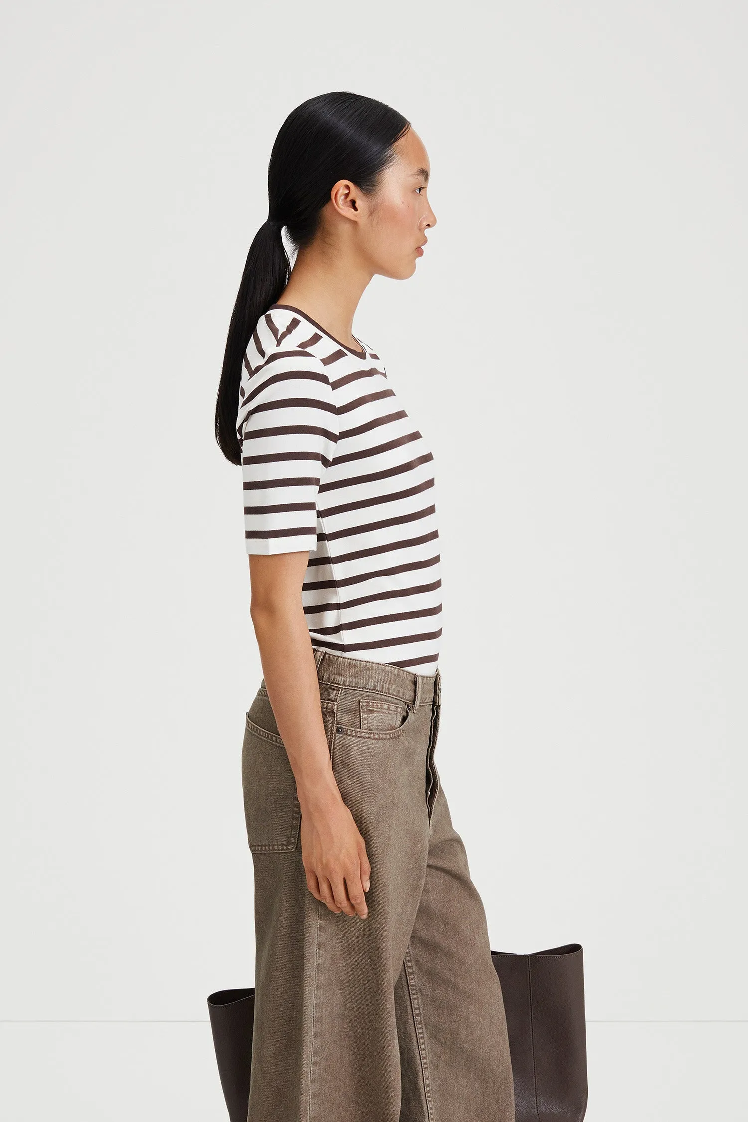 JERSEY TOP - CHAMBERS BROWN STRIPED