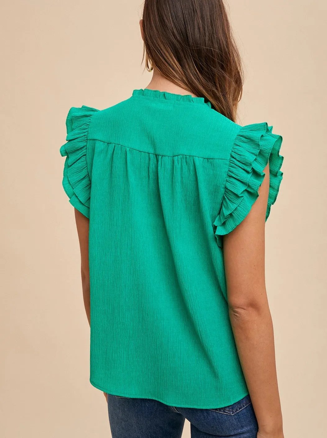 Kelly Ruffle Woven Blouse