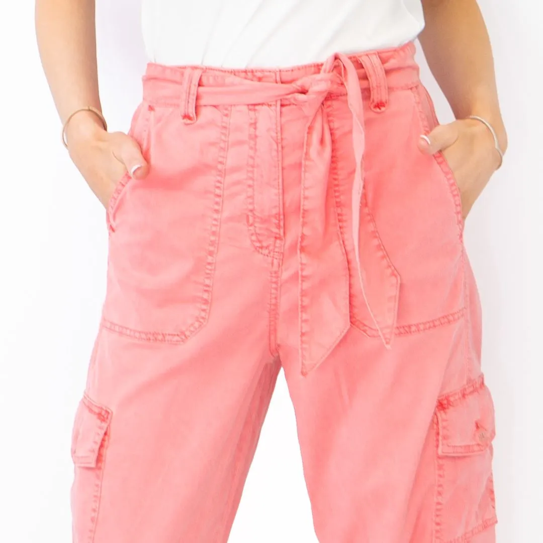 M&S Tencel Rich Pink Cargo Tapered Cropped Trousers