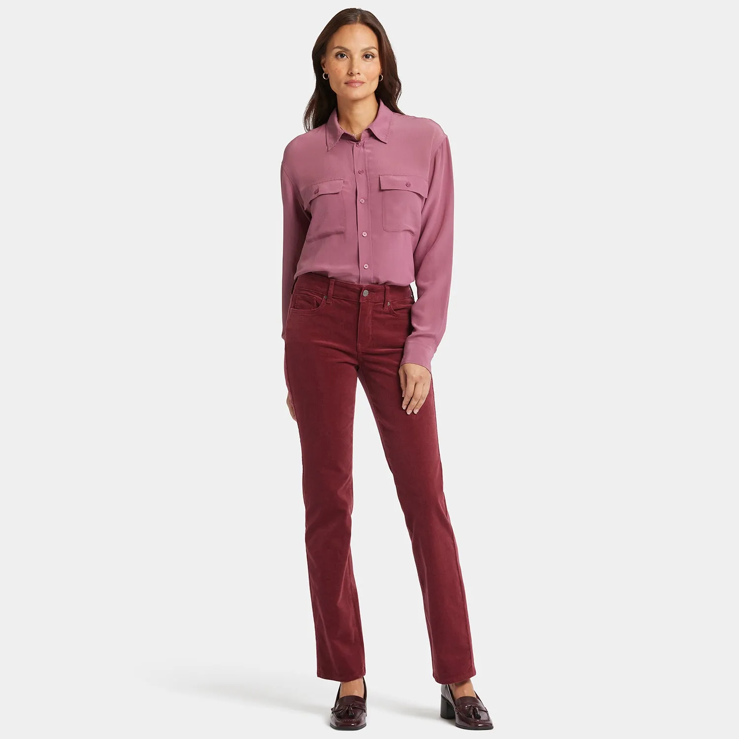 Marilyn Straight Pants In Petite - Cranberry Pie