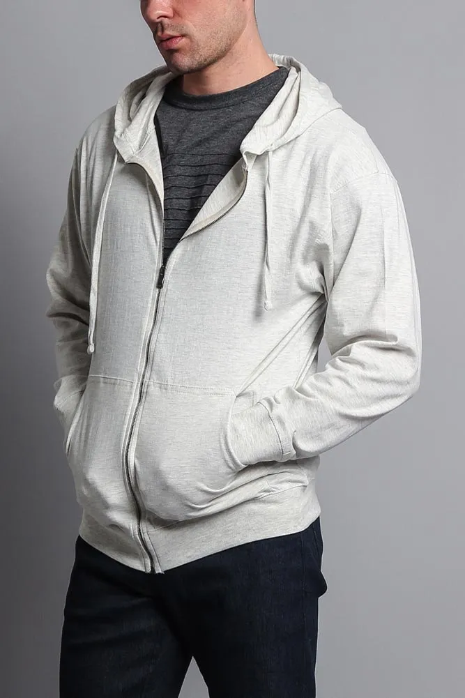 Men's Basic Zip Up Jersey Hoodie