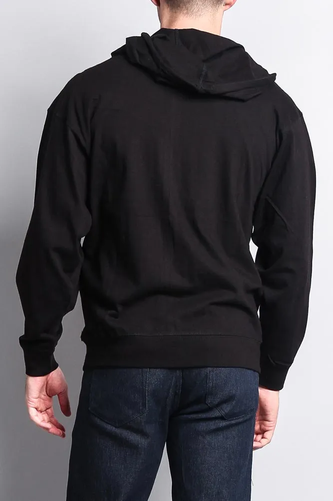 Men's Basic Zip Up Jersey Hoodie