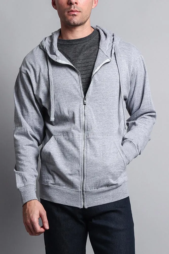 Men's Basic Zip Up Jersey Hoodie