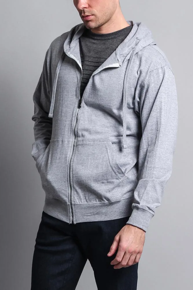 Men's Basic Zip Up Jersey Hoodie