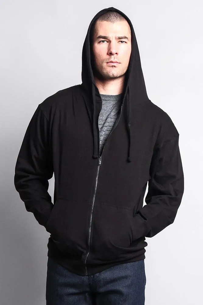 Men's Basic Zip Up Jersey Hoodie