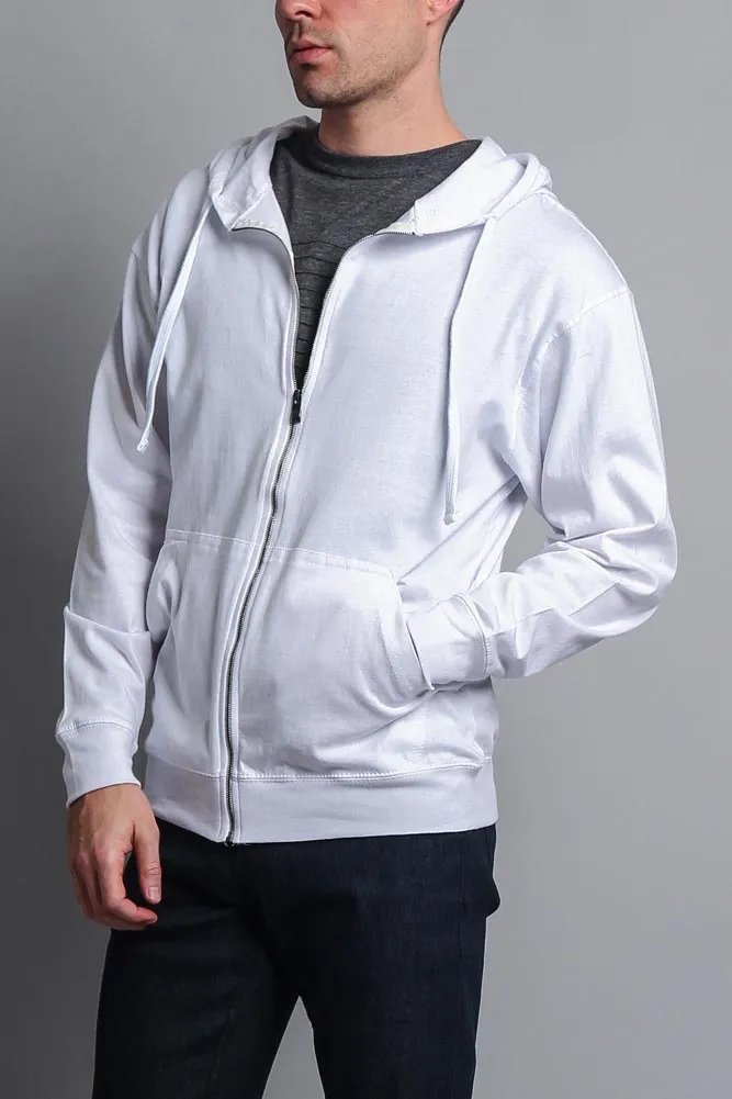 Men's Basic Zip Up Jersey Hoodie