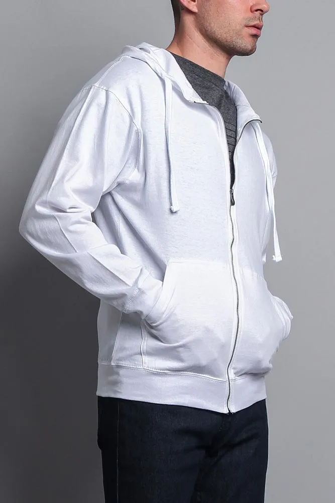 Men's Basic Zip Up Jersey Hoodie