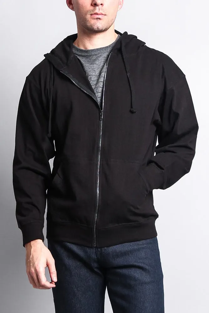 Men's Basic Zip Up Jersey Hoodie