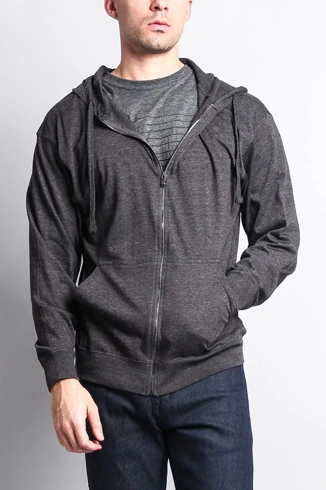 Men's Basic Zip Up Jersey Hoodie