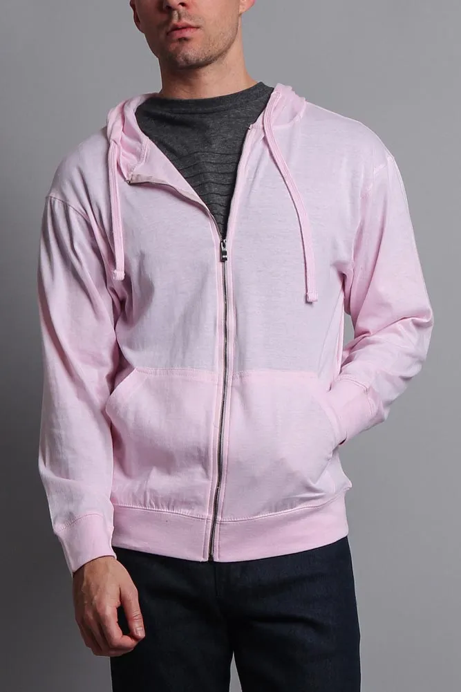 Men's Basic Zip Up Jersey Hoodie