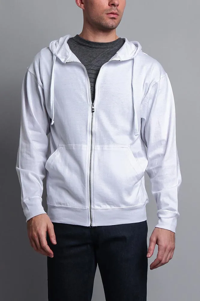 Men's Basic Zip Up Jersey Hoodie