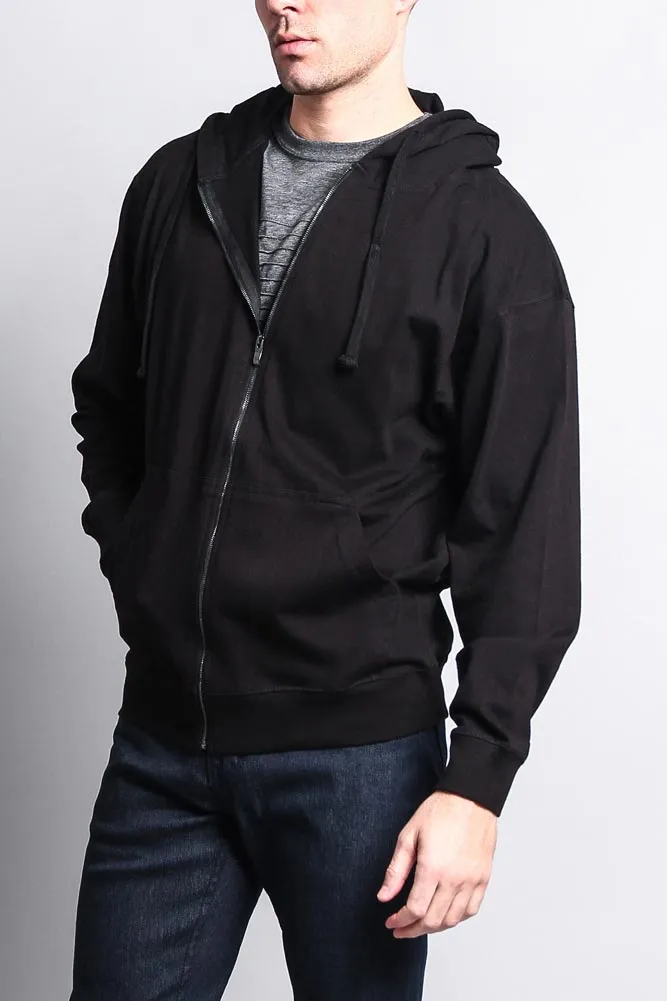 Men's Basic Zip Up Jersey Hoodie