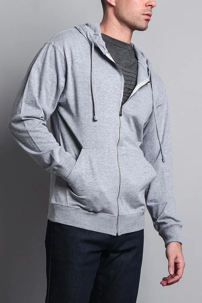 Men's Basic Zip Up Jersey Hoodie