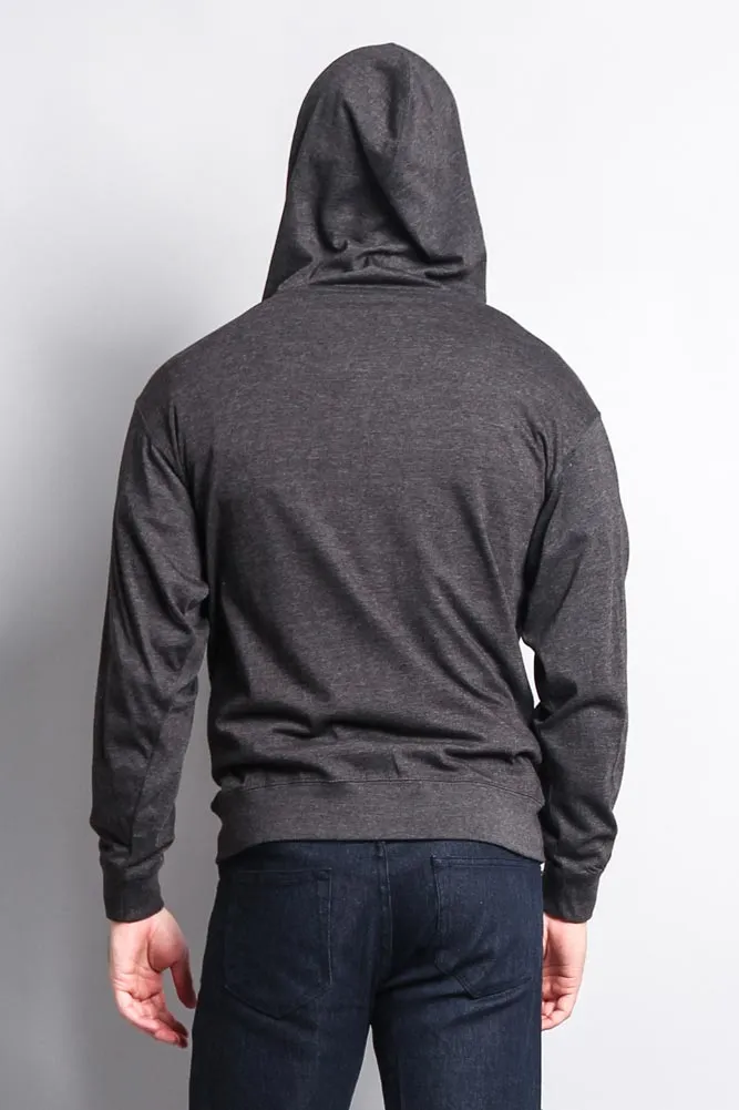 Men's Basic Zip Up Jersey Hoodie