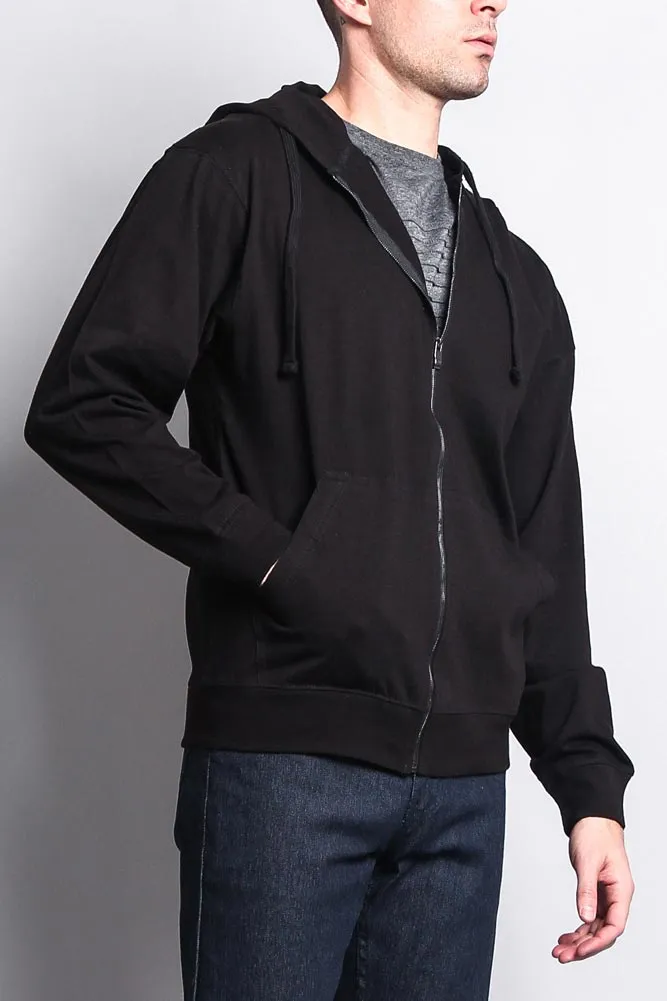 Men's Basic Zip Up Jersey Hoodie