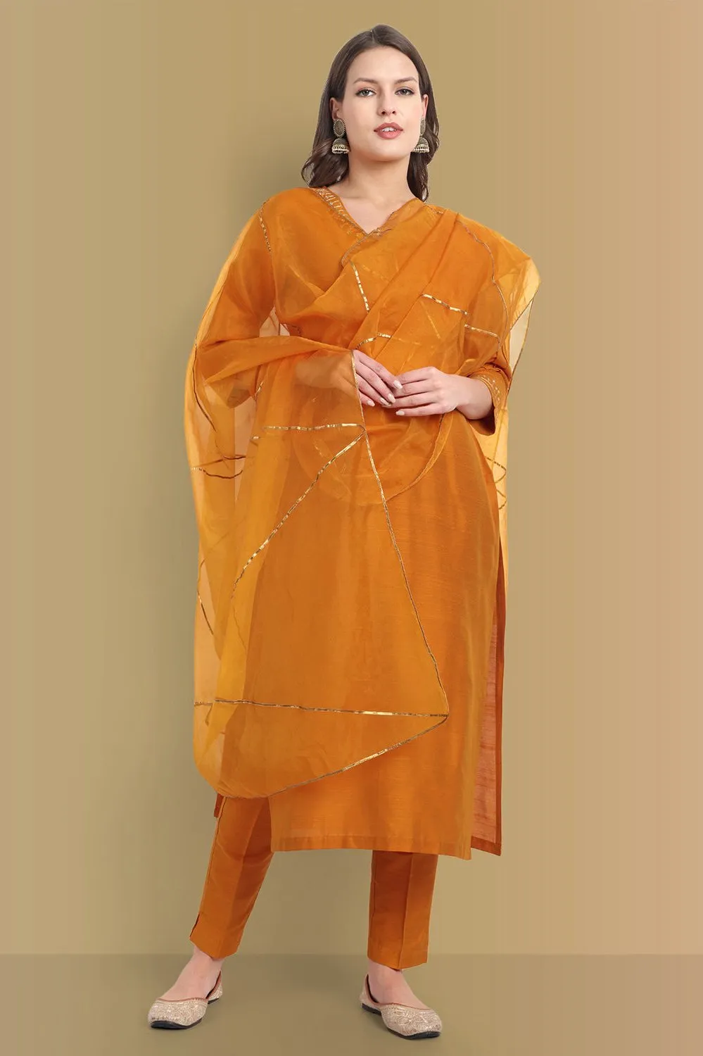 Mustard Color Kurta with Penny Embroidery Set - Perfect Blend of Comfort and Style