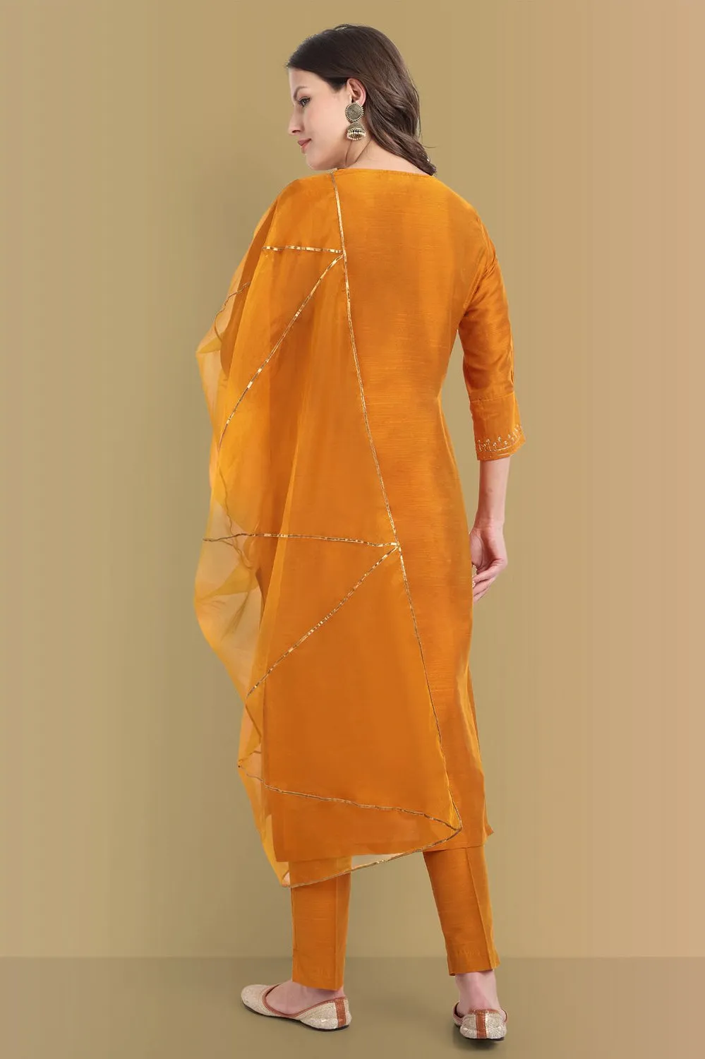 Mustard Color Kurta with Penny Embroidery Set - Perfect Blend of Comfort and Style