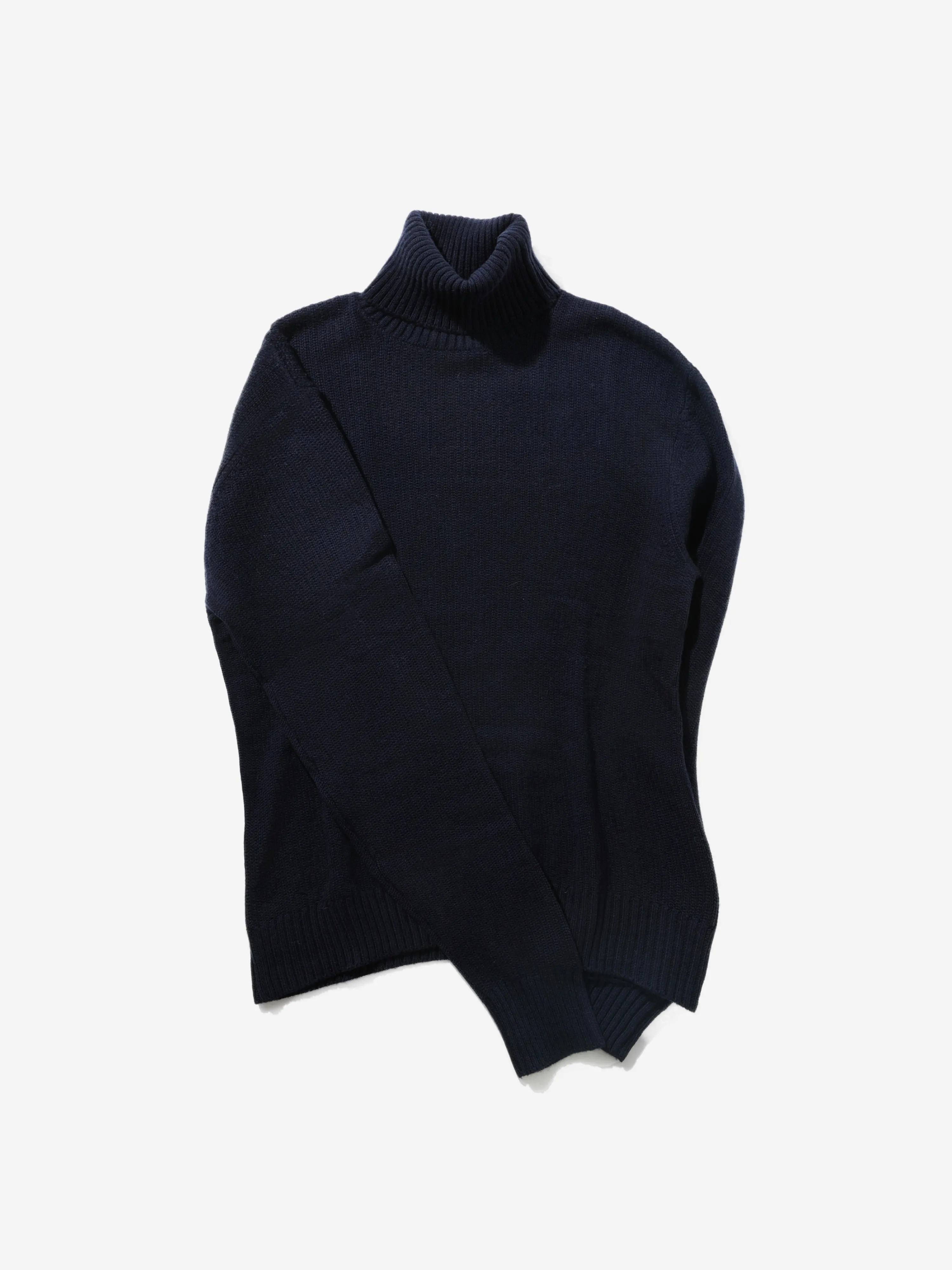 Navy Merino Wool Cashmere Turtleneck