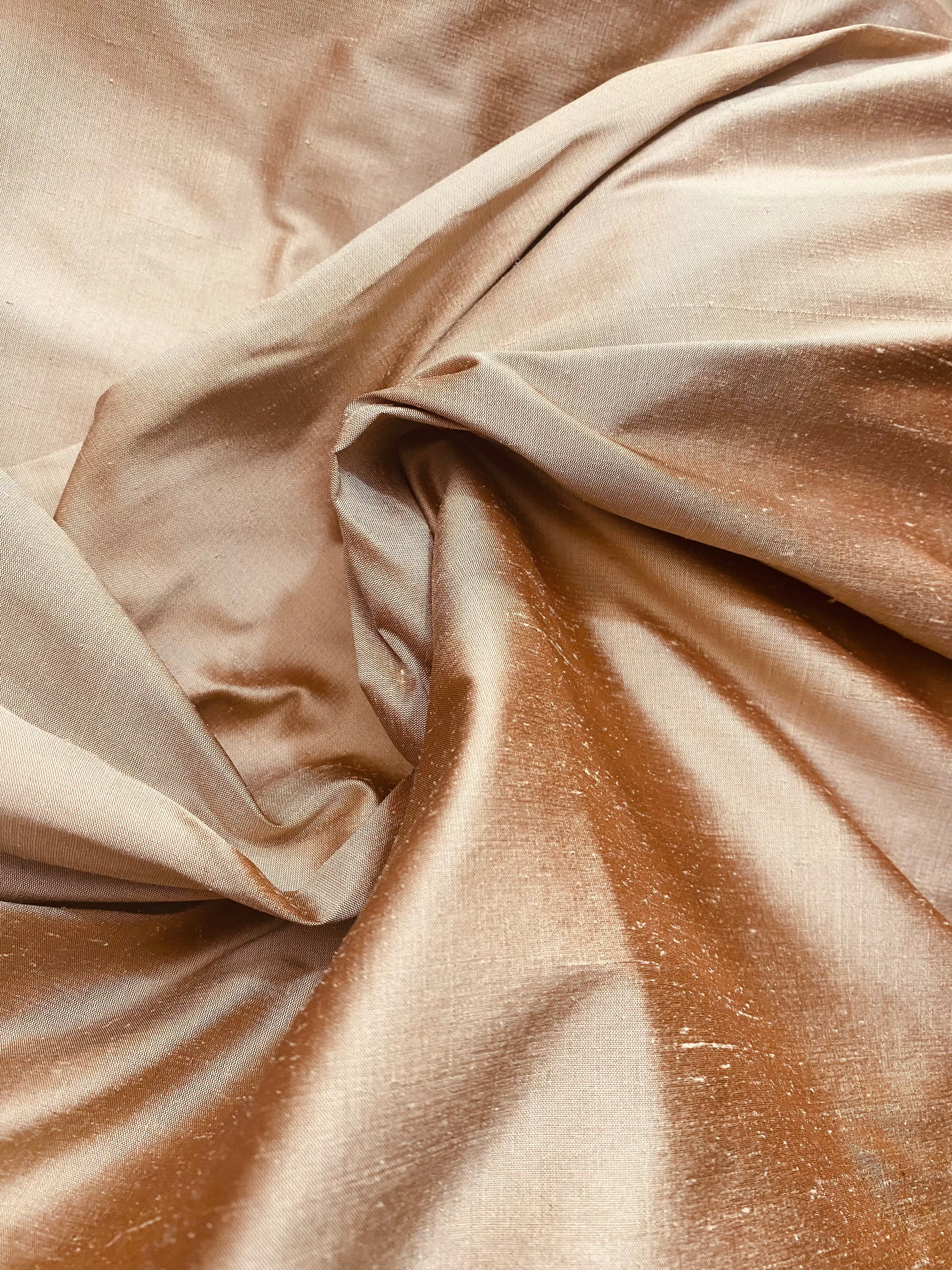 NEW Duchess Mable 100% Silk Dupioni - Solid Rose Gold Fabric