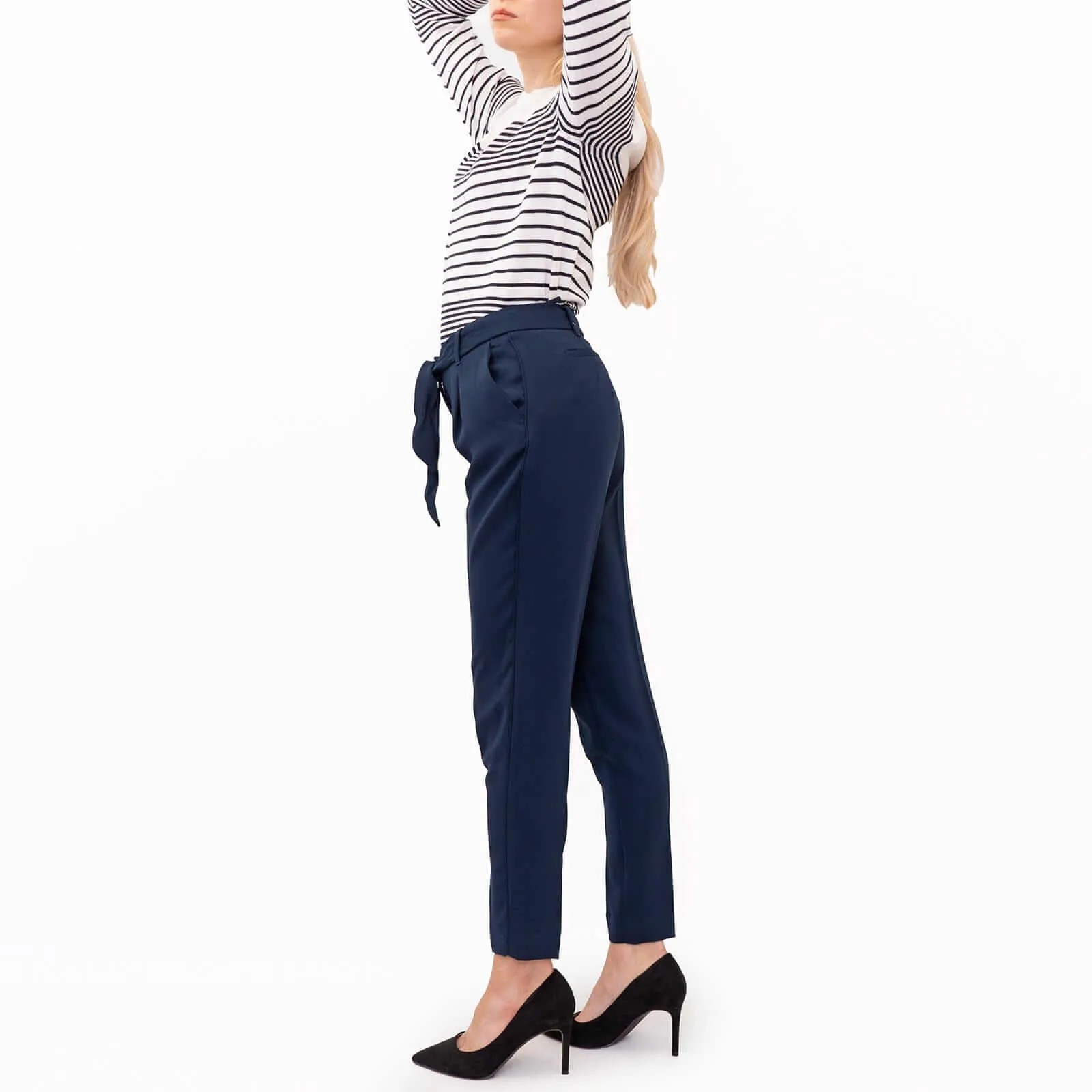 Next Navy Tapered Crop Smart Casual Trousers