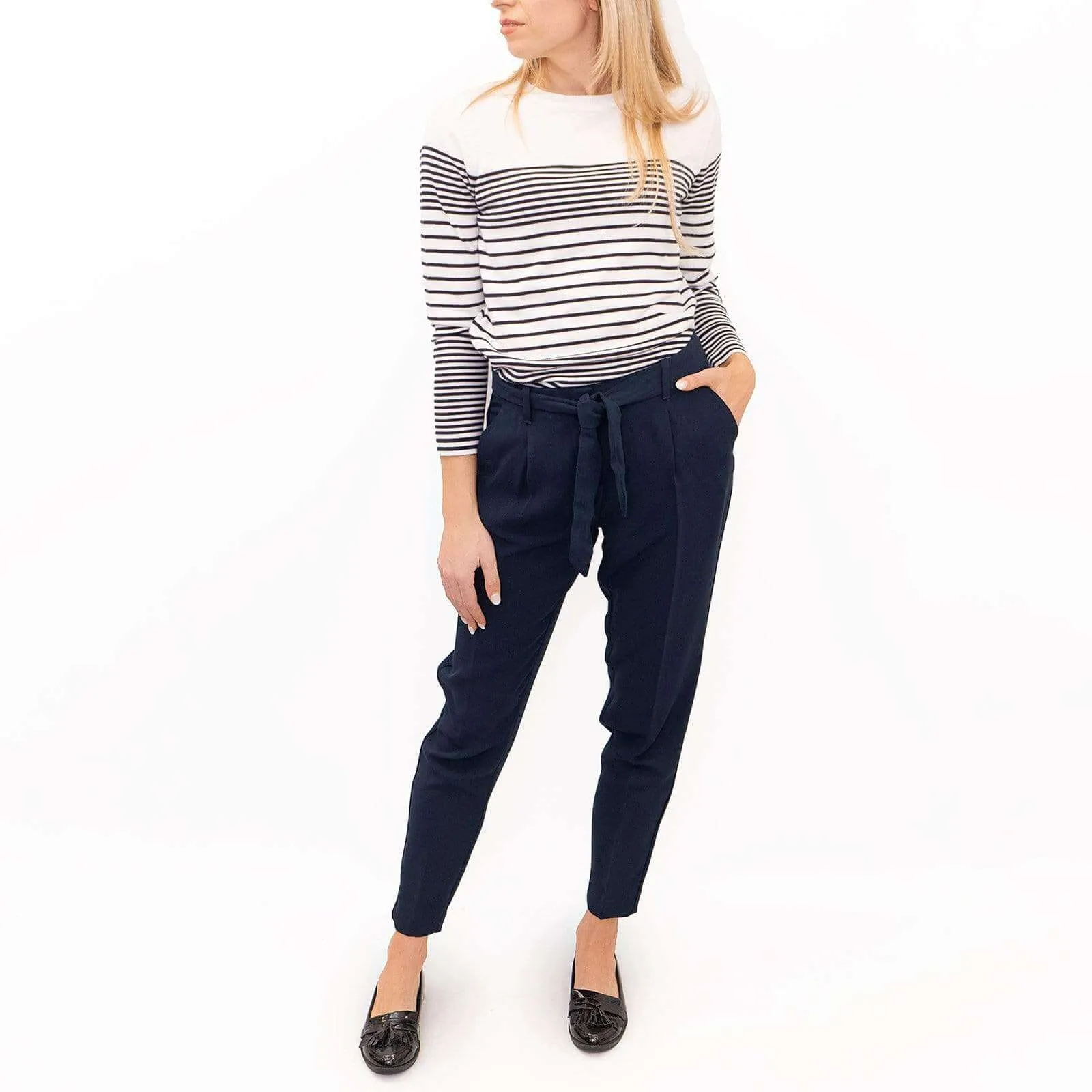 Next Navy Tapered Crop Smart Casual Trousers