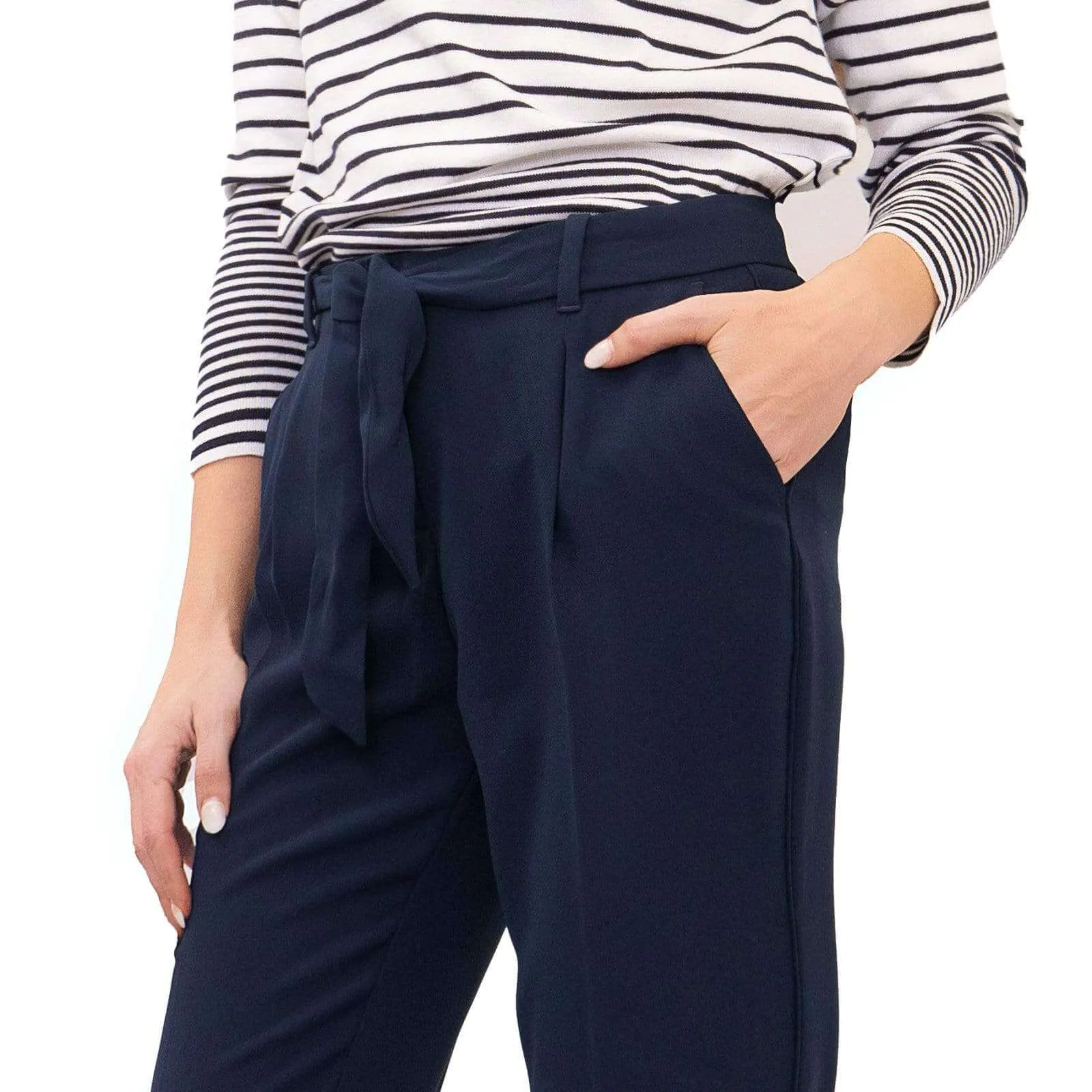 Next Navy Tapered Crop Smart Casual Trousers