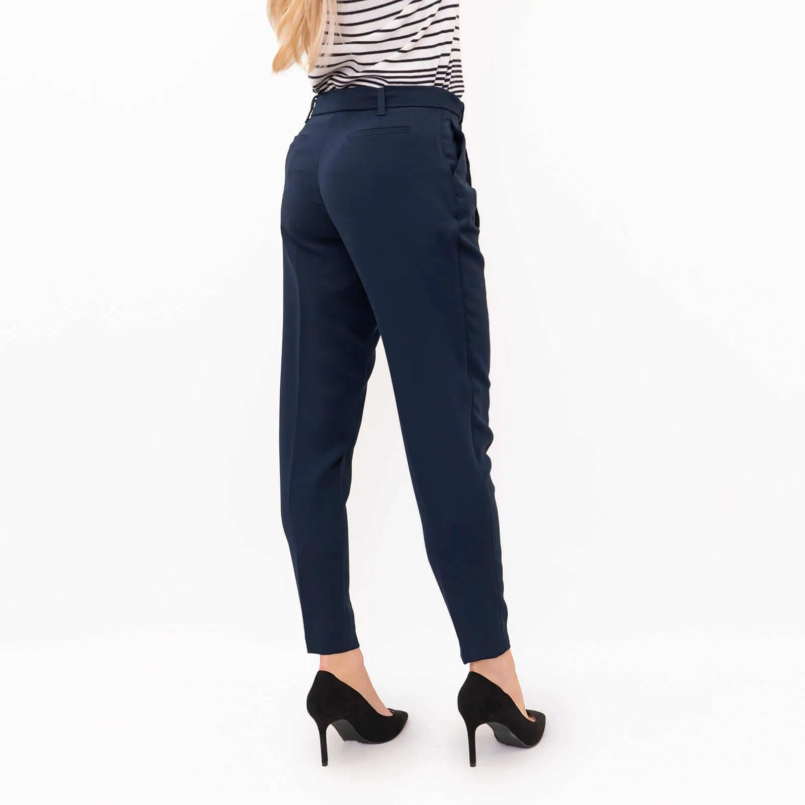 Next Navy Tapered Crop Smart Casual Trousers