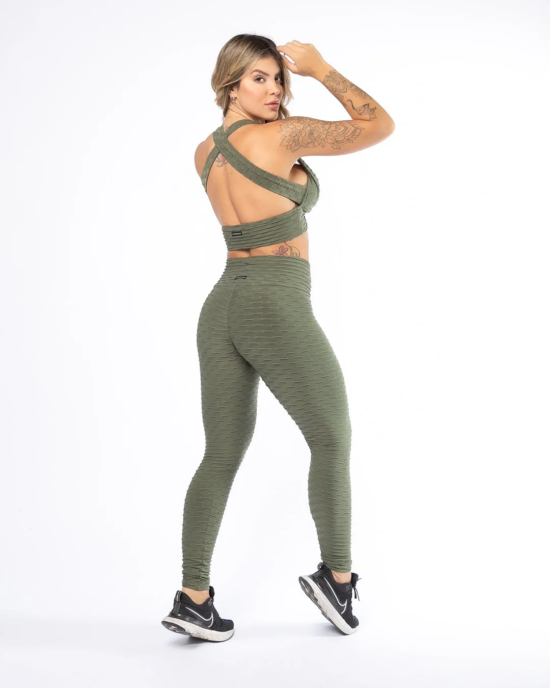 Olive V-Waist Scrunch Booty Leggings