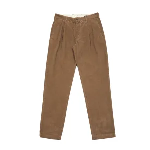 Original Vintage Style Corduroy Single Pleat Pants in Tobacco