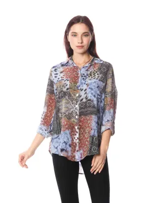 "HaveMore" Print Washable Silk "Savoir" Blouse (Small Only)