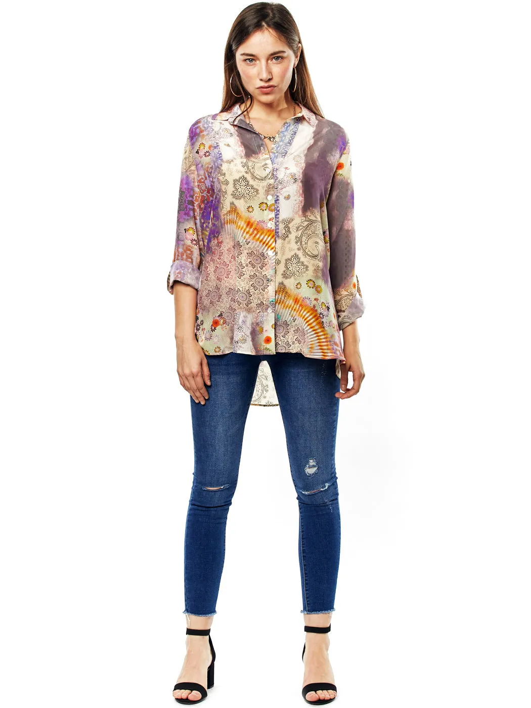 Tianello "Cecilia" Print Washable Silk "Loving" Blouse