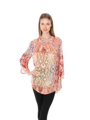 Tianello "Ravani" Print Washable Silk "Bobbie" Blouse