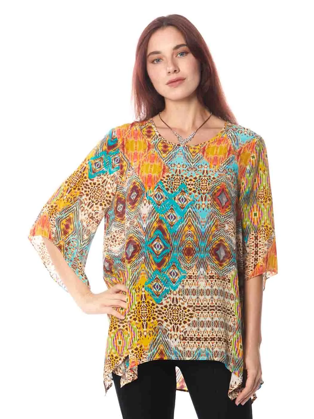 Tianello "Starry Night" Print Washable Silk "Natalie" Blouse