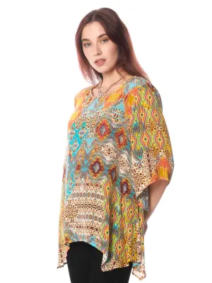 Tianello "Starry Night" Print Washable Silk "Natalie" Blouse