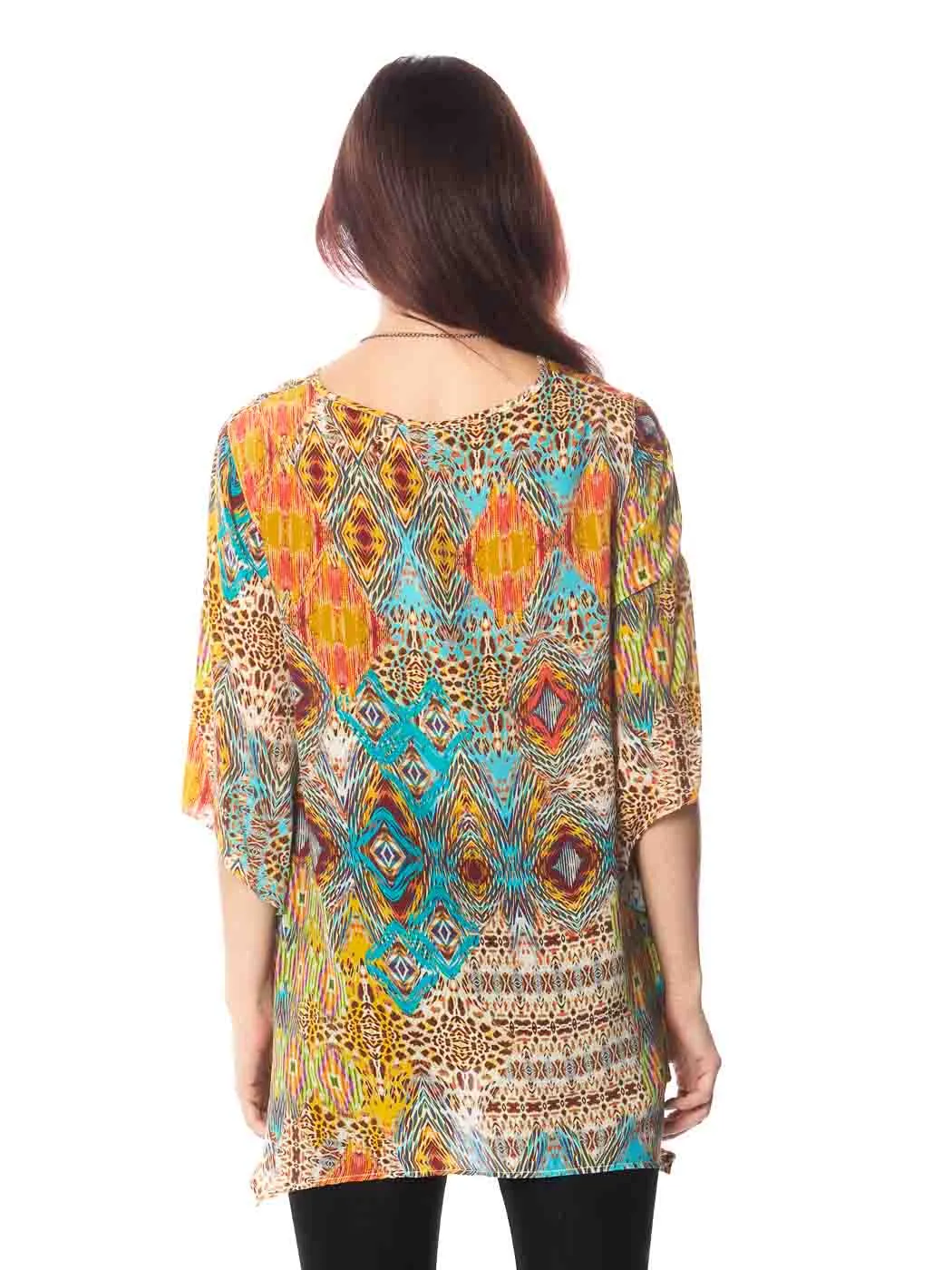 Tianello "Starry Night" Print Washable Silk "Natalie" Blouse