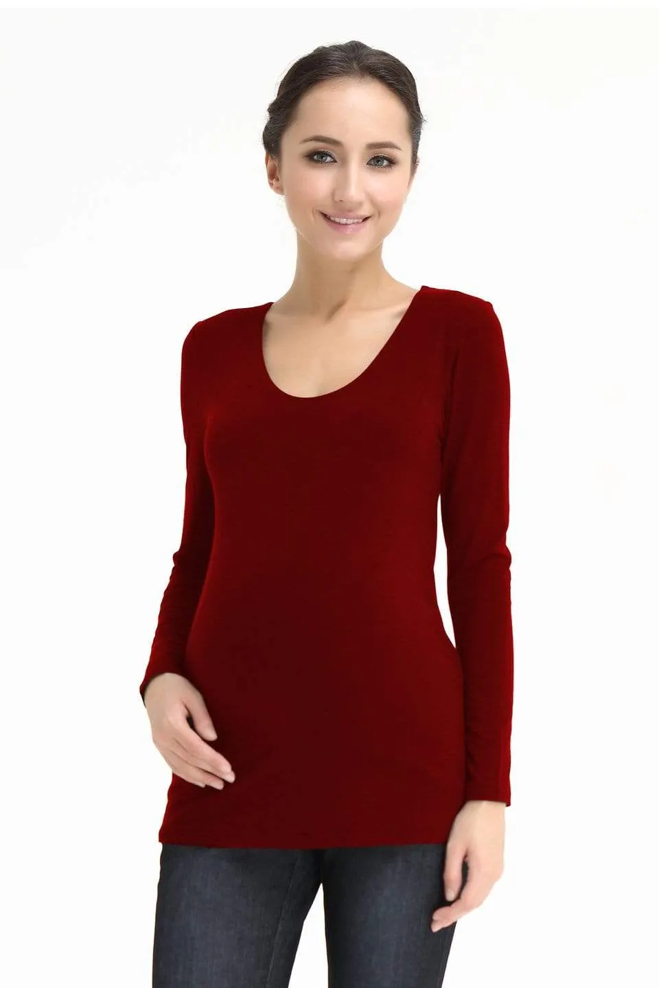 Vera V-Neck Nursing Nursing Top Maroon