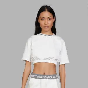 Whte Neck Crop Tee