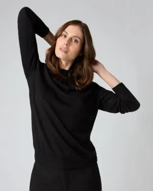 Women's Covent Fine Gauge Cashmere Round Neck Jumper Black