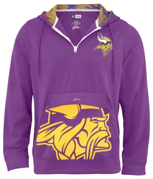 Zubaz NFL Men's 1/4 Zip Big Pocket Team Logo Hoodie Minneosata Vikings